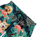 Custom Photo Funny Family Pet Face Flamingo - Funny Gift For Pet Lovers, Dog Mom, Cat Mom, Dog Dad, Cat Dad - Personalized Unisex Beach Shorts