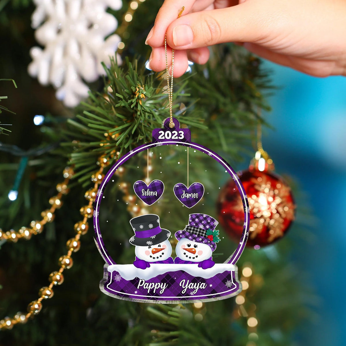 Papa Nana Snowman - Christmas, Loving Gift For Grandpa, Grandma, Grandparents - Personalized Custom Shaped Acrylic Ornament