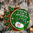 Love You To The Moon And Back Snowman - Christmas, Loving Gift For Grandpa, Grandma, Grandparents - Personalized 2-Layered Wooden Ornament