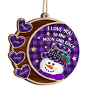 Love You To The Moon And Back Snowman - Christmas, Loving Gift For Grandpa, Grandma, Grandparents - Personalized 2-Layered Wooden Ornament