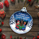 Side By Side Or Miles Apart Sisters And Brothers - Christmas Gift For Besties, Best Friends, Siblings - Personalized Custom Shaped Acrylic Ornament