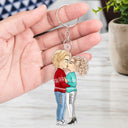 Chibi Couple Kissing - Anniversary Gift For Couples - Personalized Cutout Acrylic Keychain