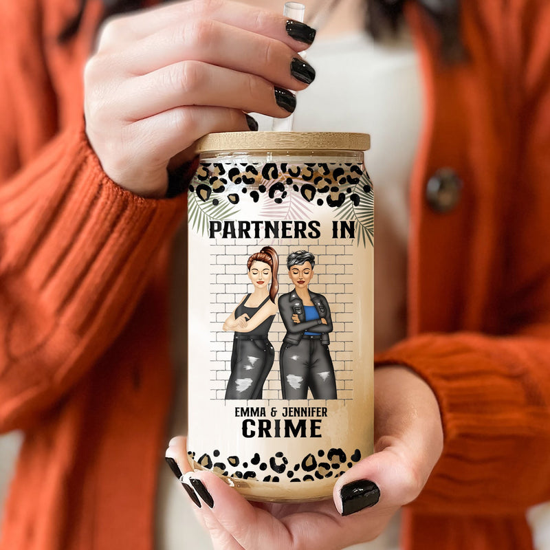 Partners In Crime If We Get Caught - Gift For Besties - Personalized Clear Glass Can
