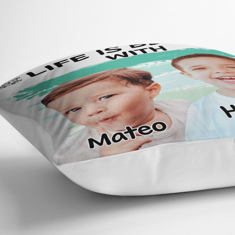 Custom Photo Life Is Better With Grandkids - Birthday, Loving Gift For Mother, Father, Grandma, Grandpa - Personalized Pillow