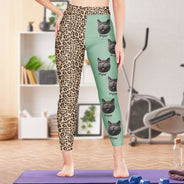 Custom Photo Pet Face Leopard Pattern - Birthday, Funny Gift For Dog Mom, Cat Lover - Personalized Leggings