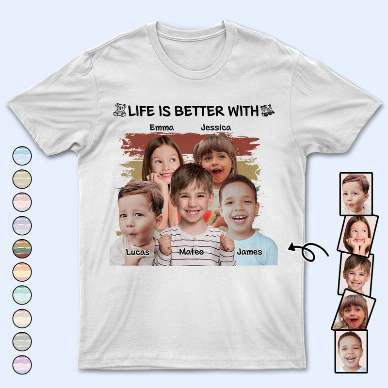 Custom Photo Life Is Better With Grandkids Pet - Birthday, Loving Gift For Mother, Father, Grandma, Grandpa - Personalized T Shirt