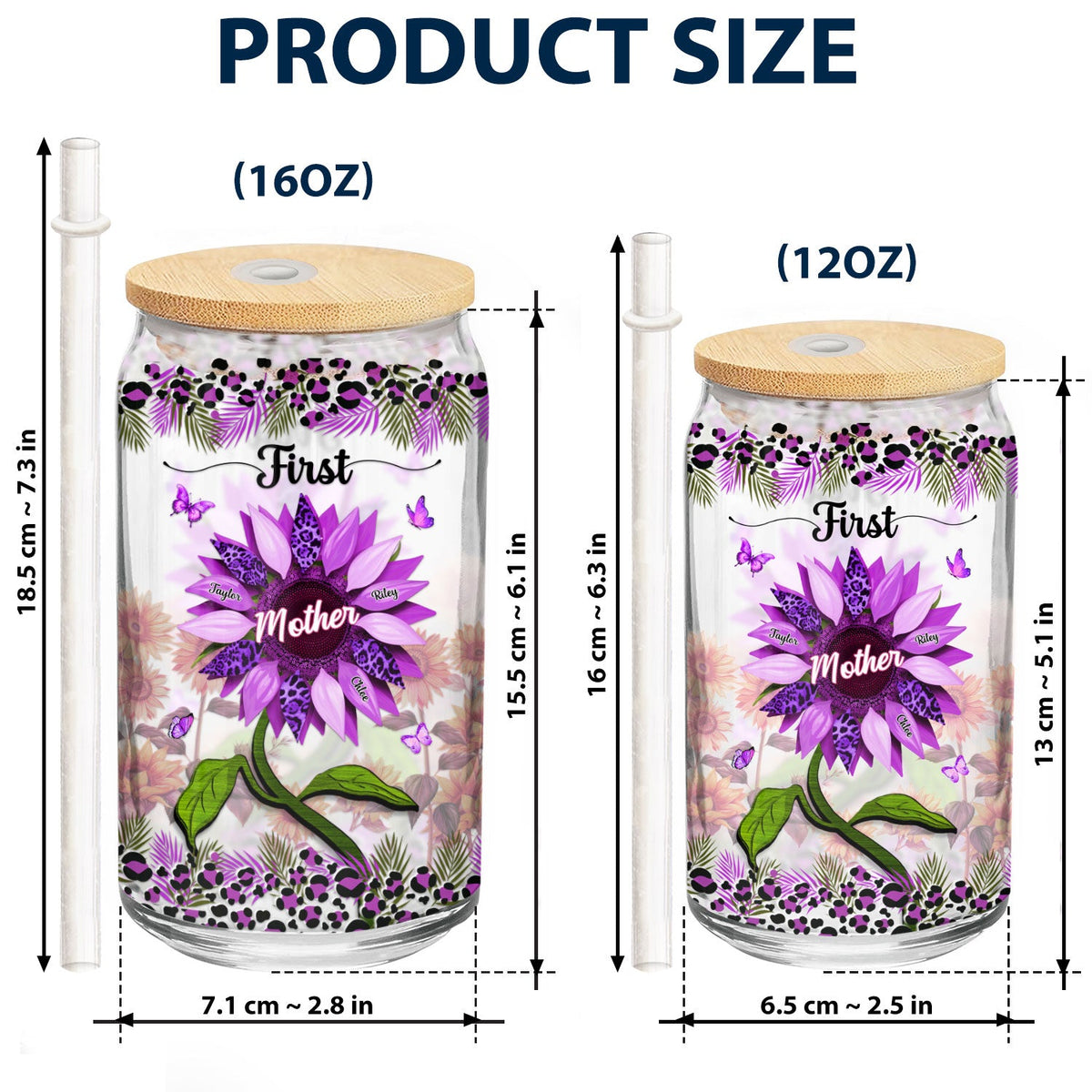 First Mom Now Grandma - Gift For Mothers, Grandmas, Aunties - Personalized Clear Glass Can