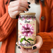 First Mom Now Grandma - Gift For Mothers, Grandmas, Aunties - Personalized Clear Glass Can