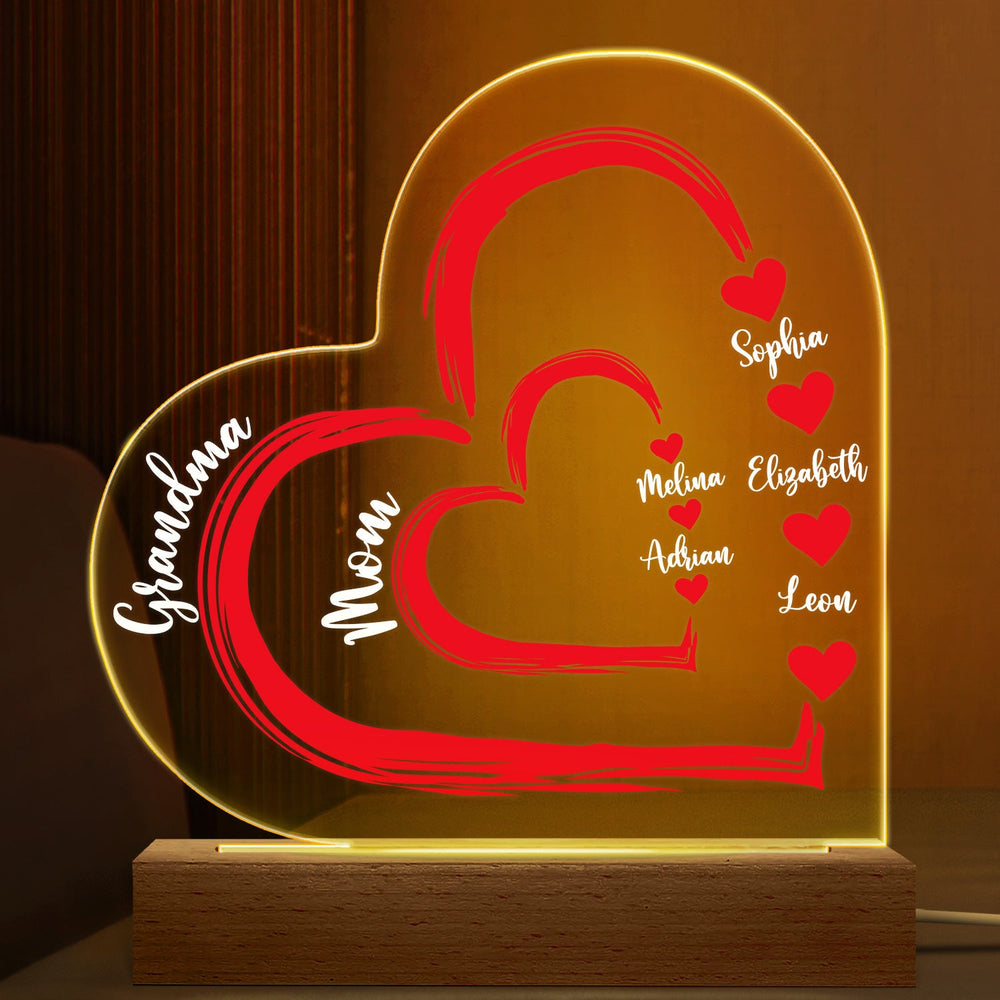 First Mom Now Grandma Floral - Gift For Mothers, Grandmas, Aunties - Personalized 3D Led Light Wooden Base
