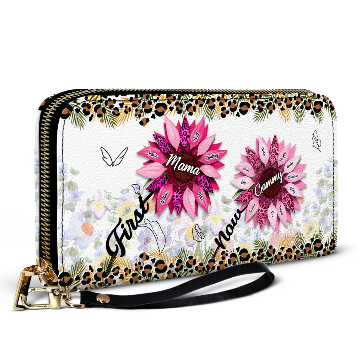 First Mom Now Grandma - Gift For Mothers, Grandmas, Aunties - Personalized Leather Long Wallet