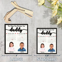 Custom Photo Calendar The Day You Became Our Dad Mom - Personalized 2-Layered Wooden Plaque With Stand