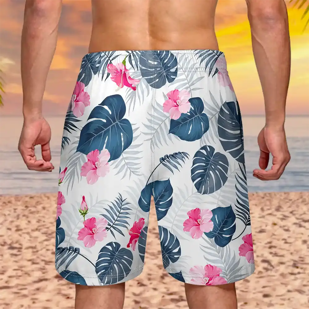 Custom Photo This Awesome Daddy Papa Belongs To - Personalized Unisex Beach Shorts