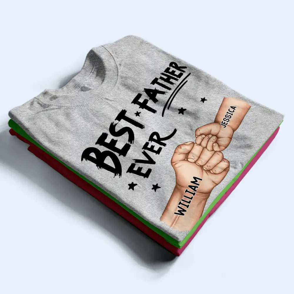 Gift For Father,Gift For Grandpa,Dad - Children,Happy - Best Dad Grandad Ever Fist Bump - Personalised T Shirt
