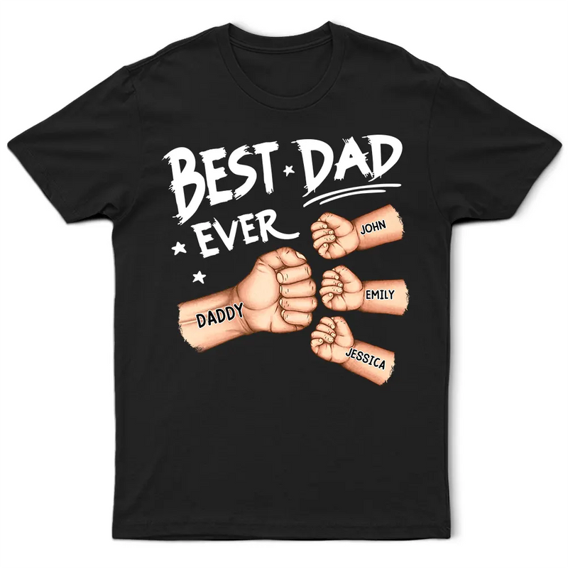Gift For Father,Gift For Grandpa,Dad - Children,Happy - Best Dad Grandad Ever Fist Bump - Personalised T Shirt