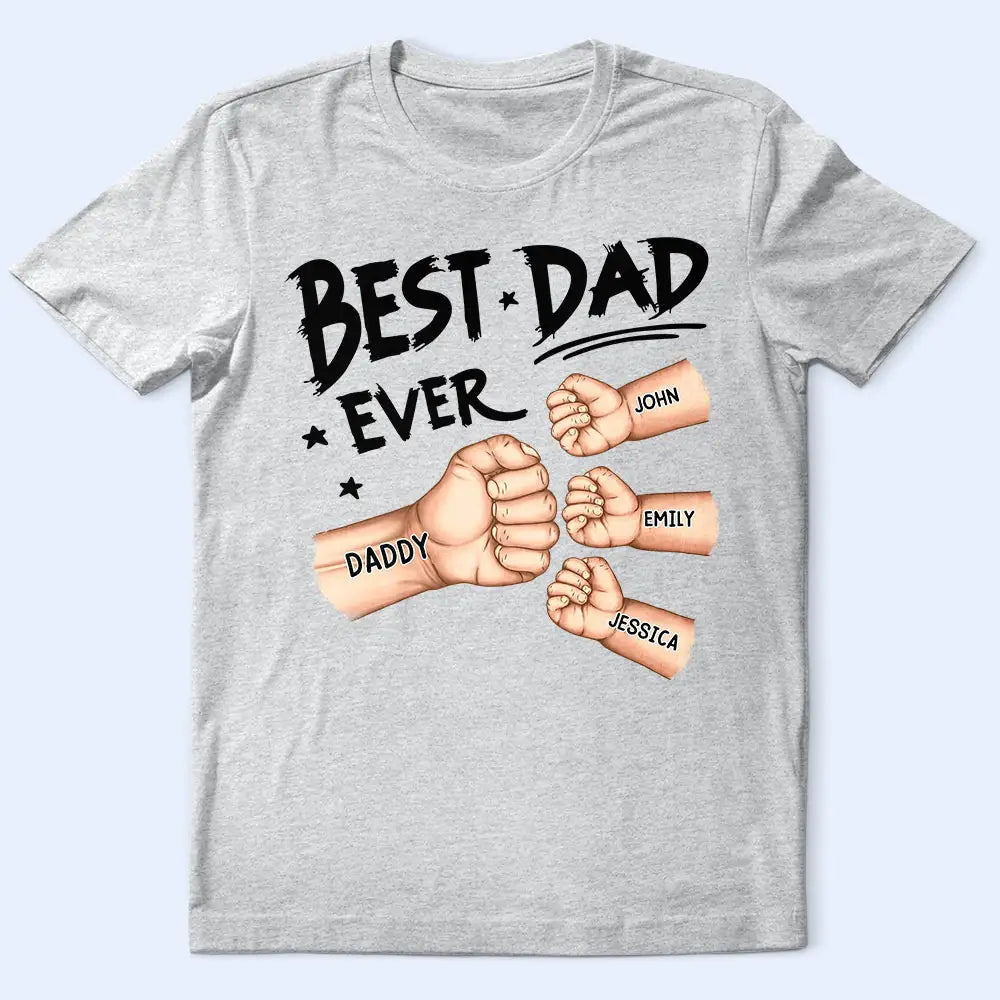 Gift For Father,Gift For Grandpa,Dad - Children,Happy - Best Dad Grandad Ever Fist Bump - Personalised T Shirt