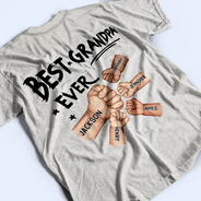 Best Dad Grandpa Ever Fist Bump - Personalized Back Printed T Shirt
