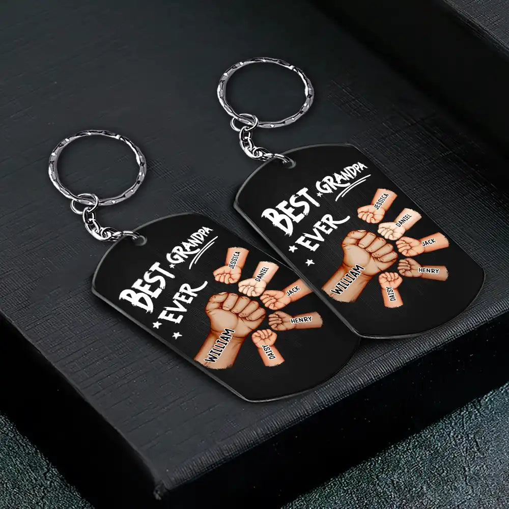 Best Dad Grandpa Ever Fist Bump - Personalized Aluminum Keychain