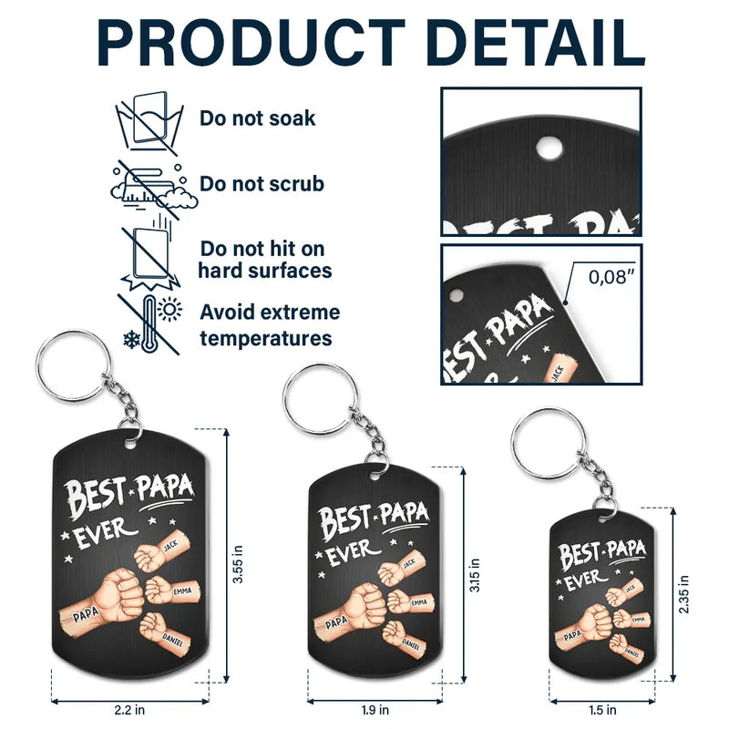 Best Dad Grandpa Ever Fist Bump - Personalized Aluminum Keychain