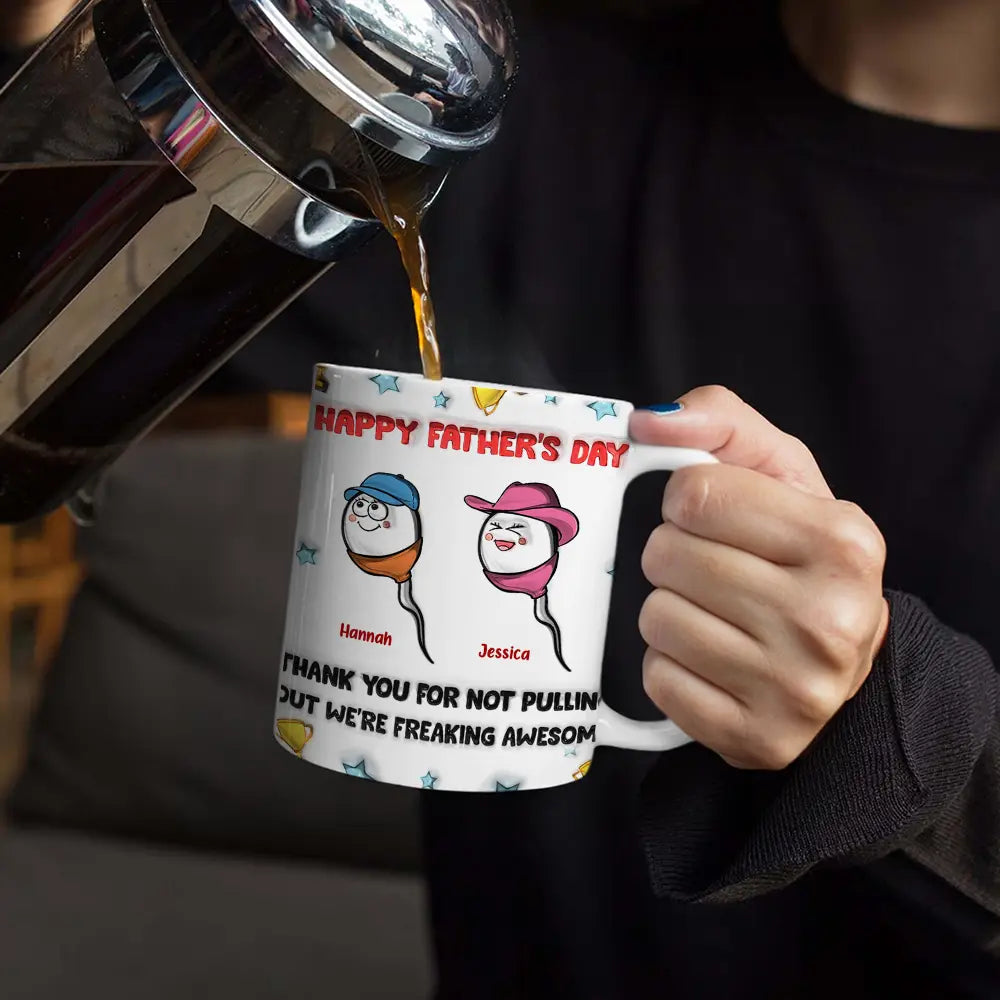 Happy Father's Day Your Swimming Champion - 3D Inflated Effect Printed Mug, Personalized White Edge-to-Edge Mug
