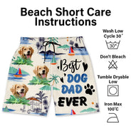 Custom Photo Best Dog Dad Ever - Personalized Unisex Beach Shorts