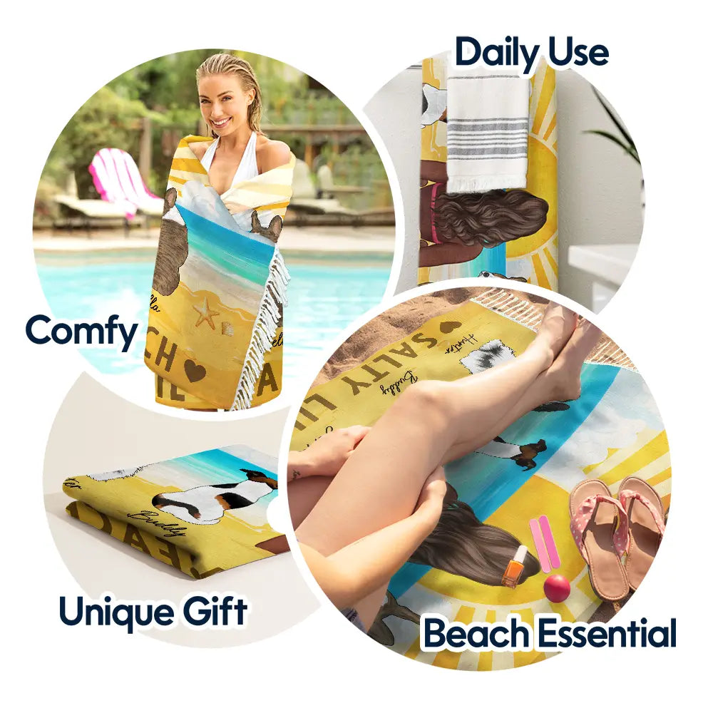 All I Need Is My Dogs And The Beach - Personalized Turkish Beach Towel