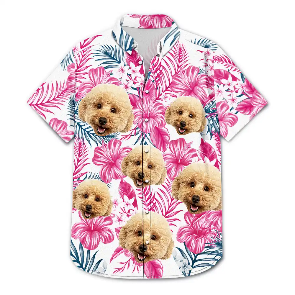 Custom Photo Family Pet Face Tropical Background - Personalized Hawaiian Shirt