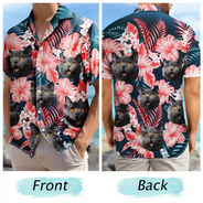 Custom Photo Family Pet Face Tropical Background - Personalized Hawaiian Shirt