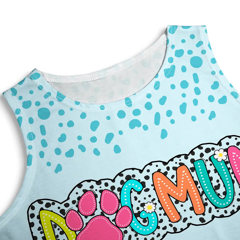 Dog Mom Dog Mum Dalmatian Dots - Personalized Sleeveless Tank Dress