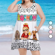 Dog Mom Dog Mum Dalmatian Dots - Personalized Sleeveless Tank Dress