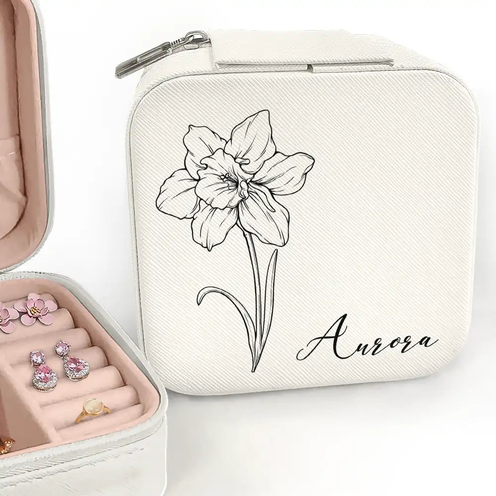 Birth Month Flowers Sketch Bloom Where You're Planted - Personalized Jewelry Box