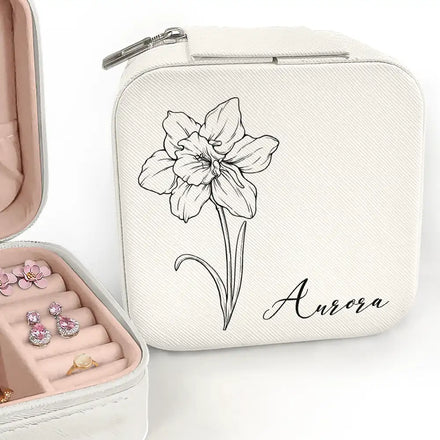 Birth Month Flowers Sketch Bloom Where You're Planted - Personalized Jewelry Box