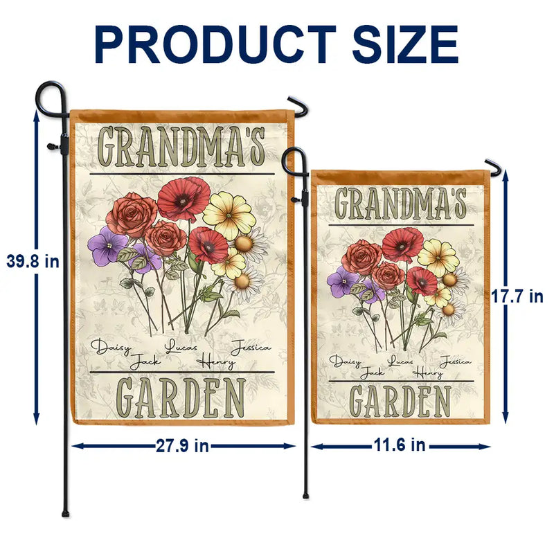 Birth Flowers Bouquet Grandma's Garden - Personalized Flag