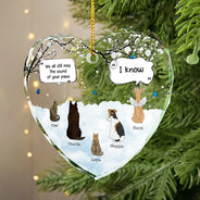 They Still Talk About You Memorial Dog Cat - Personalized Heart Shaped Glass Ornament