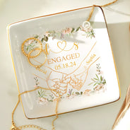 Christmas,Gift For Couples,Gift For Husband,Gift For Wife,Love,Wedding - Holding Hands Couples Engaged - Personalized Ring Dish