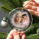 Custom Photo Memorial Forever Our My Hearts - Personalized Circle Glass Ornament