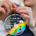 Pet Lovers, Dog Lovers, Cat Lovers, Dog Mom, Dog Dad, Pet Mom, Pet Dad, Cat Mom, Cat Dad - A Piece Of My Heart Still Talk About You Memorial Christmas - Personalized Circle Glass Ornament