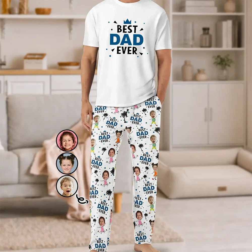 Custom Photo Best Dad Grandpa Ever - Personalized Loungewear Set