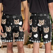 Pet Lovers, Pet Mom, Pet Dad, Dog Lovers, Cat Lovers - Custom Photo Dog Cat Mom Dad - Personalized Pajama Shorts
