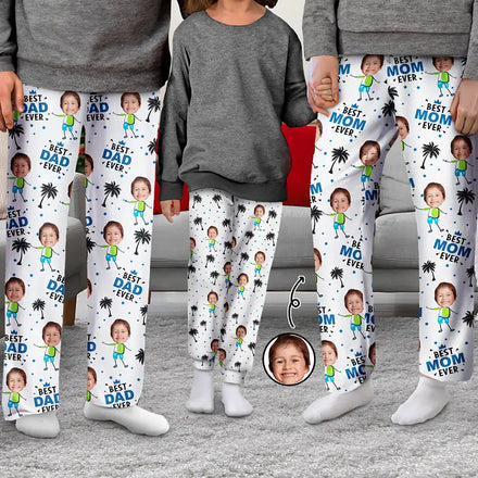Custom Photo Best Dad Mom Ever - Personalized Pajama Pants