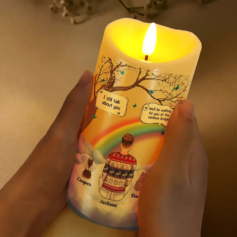Dog Lovers, Dog Mom, Pet Lovers, Memorial, Cat Lovers - I Miss You Memorial Dog Cat Memorial - Personalized Flameless LED Candle
