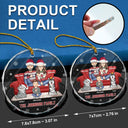 Cartoon Couple With Kids And Pets - Personalized Circle Glass Ornament