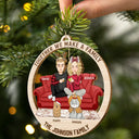 Gift For Couples, Happy, Family, Pet Lovers - Cartoon Couple With Kids And Pets - Personalized Wooden Cutout Ornament
