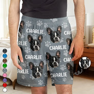 Dog Lovers,Pet Lovers,Cat Lovers,Happy - Custom Photo Funny Pet Face Pattern Dog Cat Family - Personalized Pajama Shorts