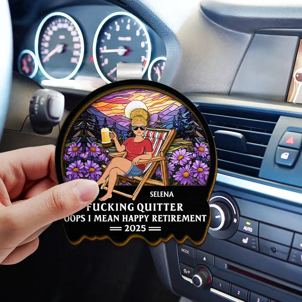 Retirement, Gift For Grandparents, Parents, Gift For Yourself, Gift For Men, Gift For Women, Gifts For Colleagues - Oops I Mean Happy Retirement - Personalized Custom Shaped Car Visor Clip
