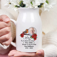Memorial, Gift For Grandparents, Parents, Gift For Sibling, Family - Custom Photo Memorial Bird I'm Always With You - Personalized Ceramic Flower Vase