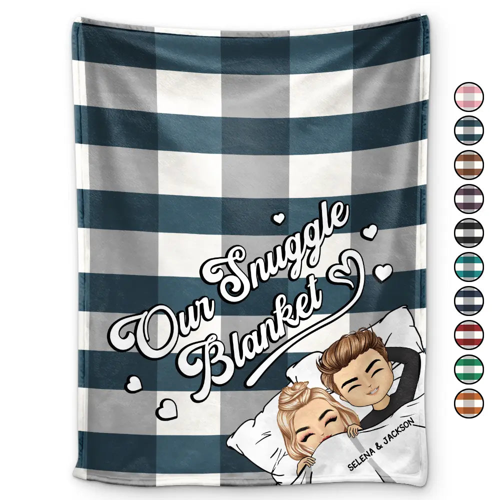 Gift For Couples,Gift For Husband,Gift For Wife,Happy - Couple Chibi Our Snuggle Blanket Cozy Plaid - Personalized Fleece Blanket, Sherpa Blanket