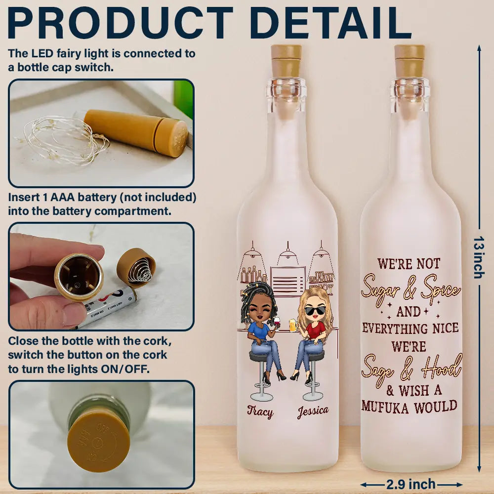 Gift For Bestie - Heres To Another Year Of Bonding Over Alcohol Chibi Bestie - Personalized Bottle Light
