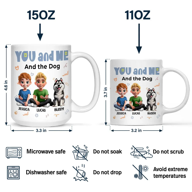 Gift For Couples,Gift For Husband,Gift For Wife,Dog Couple,Pet Couple,Happy - You And Me & The Dogs Sitting Couple - Personalized Mug