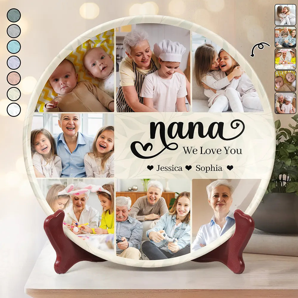 Gift For Grandma,Gift For Mother,Happy - Custom Photo Mom Nana We Love You - Personalized Ceramic Plate