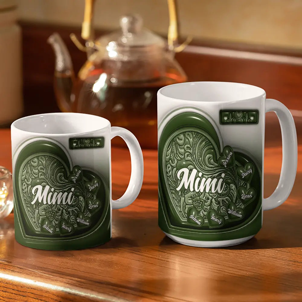 Gift For Grandma,Love - Grandma Little Sweethearts 3D Inflated Effect Printed Mug, Personalized White Edge-to-Edge Mug